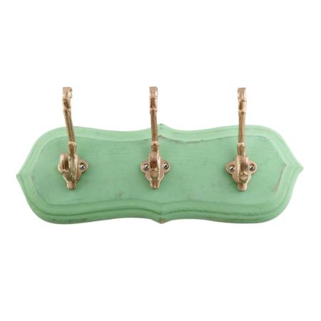 Green Golden Small Wall Wooden Iron Hooks